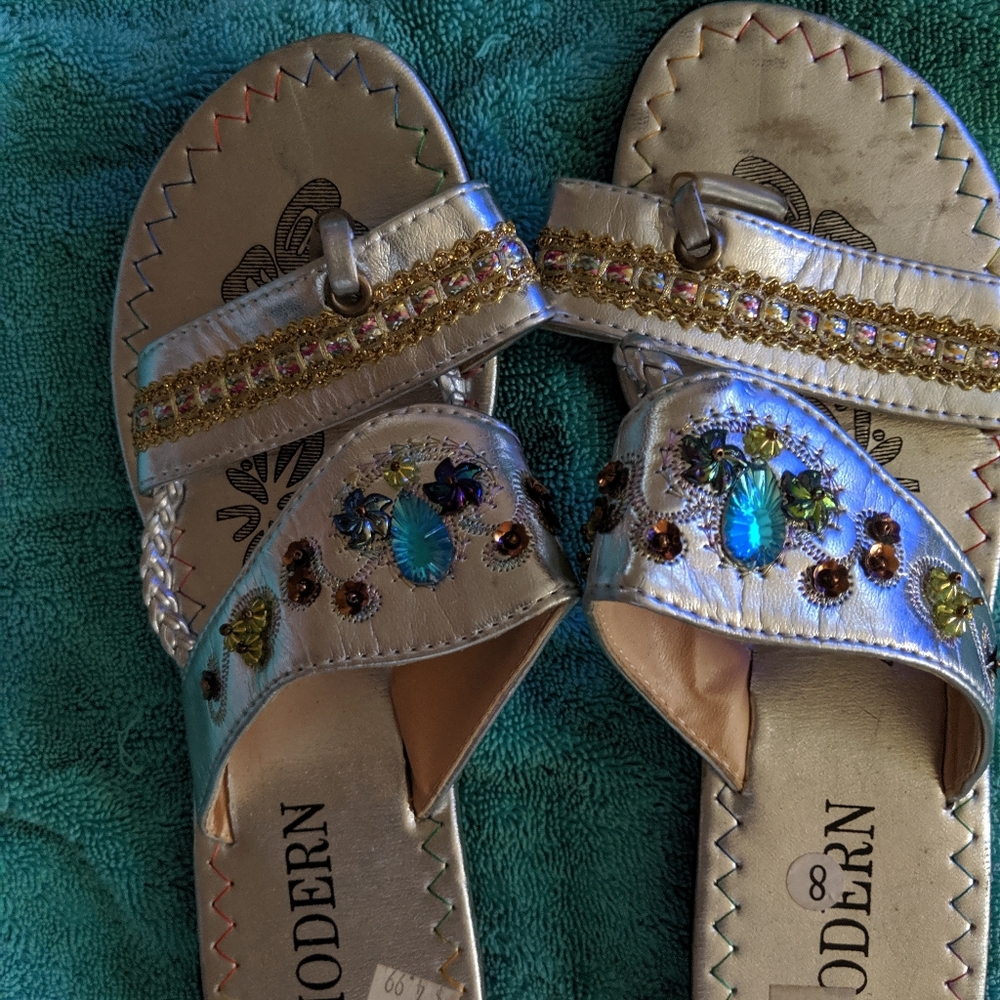 Silver Beaded FUN(KY) SANDALS